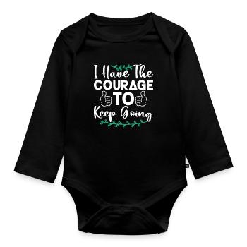 Café en santé mentale que j’ai le courage de garder - Body Bébé bio manches longues - noir - Devant