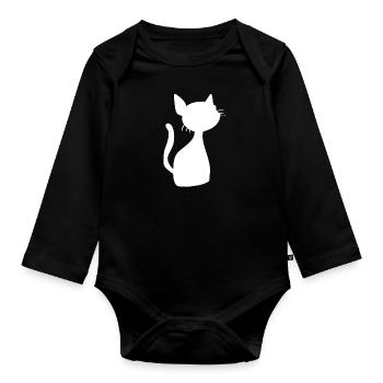 Symbole Chat Animal Animal de compagnie - Body Bébé bio manches longues - noir - Devant