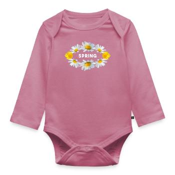 Printemps Vibrations printanières Fleurs - Body Bébé bio manches longues - mauve - Devant