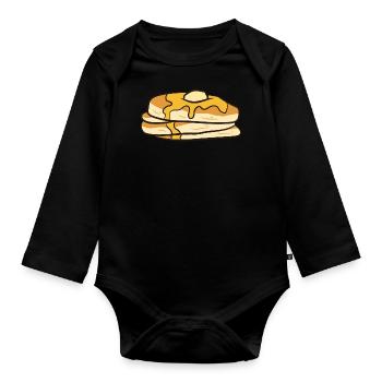 Crêpes - sirop d’érable et beurre - Body Bébé bio manches longues - noir - Devant
