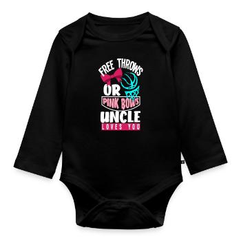 Le sexe rose ou bleu révèle baby party oncle - Body Bébé bio manches longues - noir - Devant