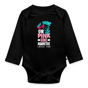 Le sexe rose ou bleu révèle la tante de la fête de bébé - Body Bébé bio manches longues - noir - Devant