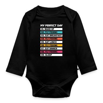 Fly Fishing Fishing Fishermen Sport fishermen Fly - Organic Longsleeve Baby Bodysuit - black - Front