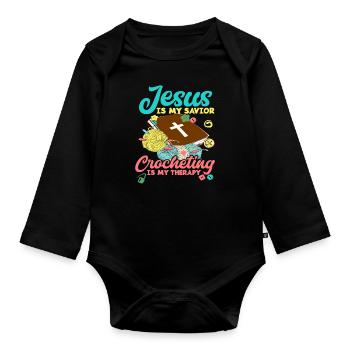 Crochet Jesus - Organic Longsleeve Baby Bodysuit - black - Front