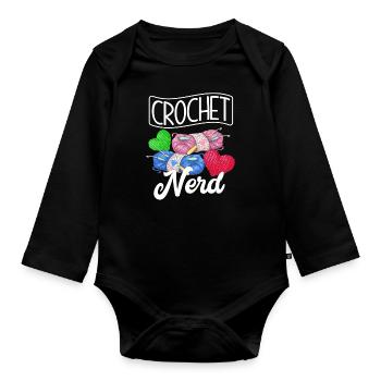 Funny crochet - Organic Longsleeve Baby Bodysuit - black - Front