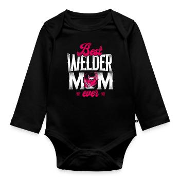 Welder Welding Mom Mother Vintage - Organic Longsleeve Baby Bodysuit - black - Front