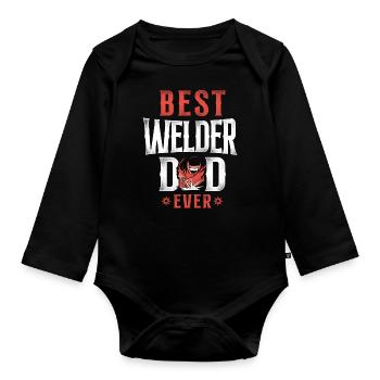 Welder Welding Dad Father Vintage - Organic Longsleeve Baby Bodysuit - black - Front