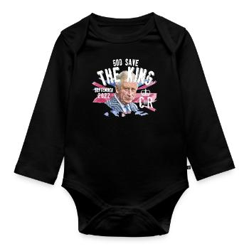 Dieu sauve le roi Charles III - Body Bébé bio manches longues - noir - Devant
