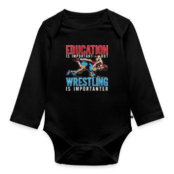 Catch Wrestling Education est un lutteur important - Body Bébé bio manches longues - noir - Devant