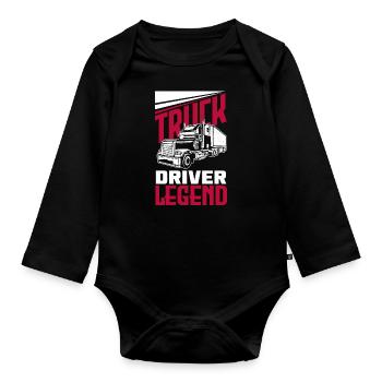 Truck Driver Trucker Truck Driver Driver - Organic Longsleeve Baby Bodysuit - black - Front