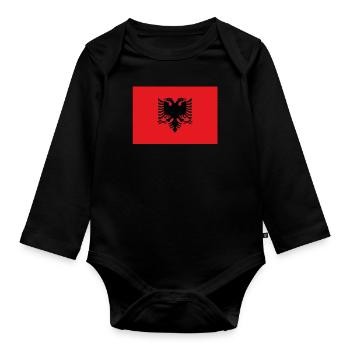 Albania Flag Albanian Country Pride Vintage - Organic Longsleeve Baby Bodysuit - black - Front