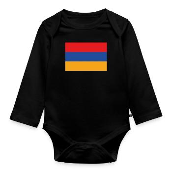 Offizielle armenische Flagge Armenischer Landesstolz - Baby Bio-Langarm-Body - Schwarz - Vorne