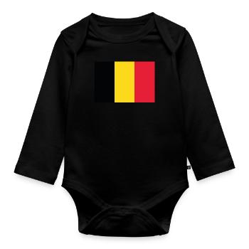 Drapeau officiel de la Belgique Fierté du pays belge - Body Bébé bio manches longues - noir - Devant