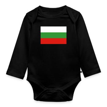Offizielle bulgarische Flagge Bulgarischer Landesstolz - Baby Bio-Langarm-Body - Schwarz - Vorne