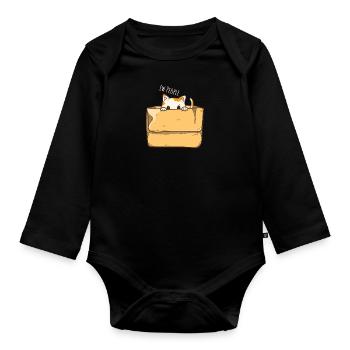 Introvertiertes Katzendesign für introvertierte - Baby Bio-Langarm-Body - Schwarz - Vorne