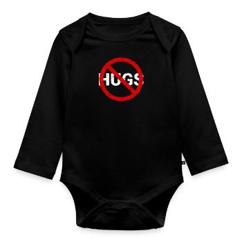 Keine Umarmungen Zeichen Introvert Design für - Baby Bio-Langarm-Body - Schwarz - Vorne