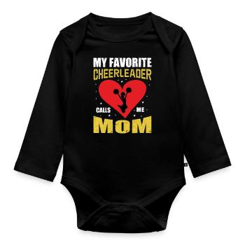 Cheerleading Mama Cheerleading Mère Pom-pom girl - Body Bébé bio manches longues - noir - Devant