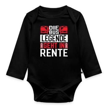 Busfahrer in Rente Ruhestand Rentner - Baby Bio-Langarm-Body - Schwarz - Vorne