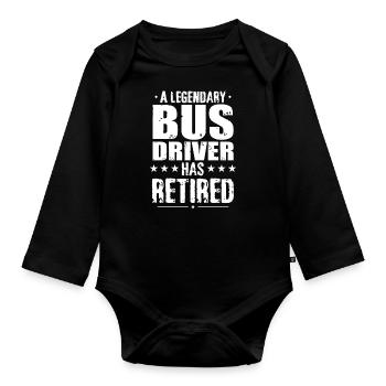 Busfahrer in Rente Ruhestand Rentner - Baby Bio-Langarm-Body - Schwarz - Vorne