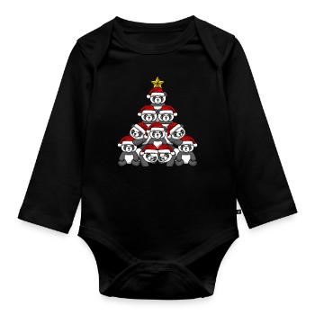 Arbre de Noël Panda - Body Bébé bio manches longues - noir - Devant