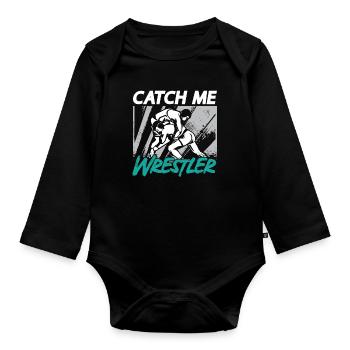 Catch Wrestling Catch Me Wrestler Fight Grappling - Baby Bio-Langarm-Body - Schwarz - Vorne
