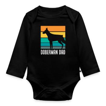 Doberman Papa - Body Bébé bio manches longues - noir - Devant