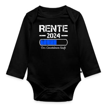 Rente 2024 Der Countdown Läuft Rente 2024 - Baby Bio-Langarm-Body - Schwarz - Vorne