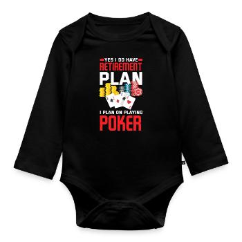Poker Player Poker Player Poker Gift Pension - Organic Longsleeve Baby Bodysuit - black - Front
