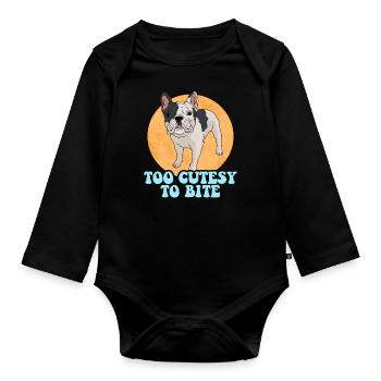 Französische Bulldogge French Bulldogs Geschenk - Baby Bio-Langarm-Body - Schwarz - Vorne