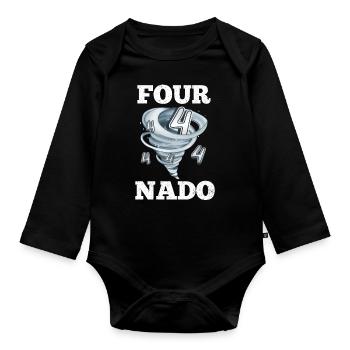 Tornade du 4e anniversaire - Body Bébé bio manches longues - noir - Devant