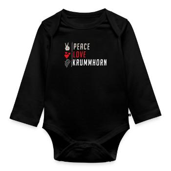 Peace Love Krummhorn Music Instrument - Baby Bio-Langarm-Body - Schwarz - Vorne