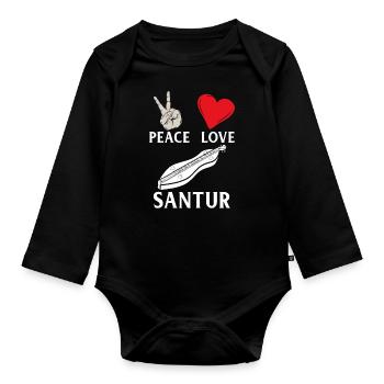 Peace Love Santur Music Instrument - Baby Bio-Langarm-Body - Schwarz - Vorne