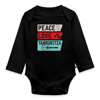 Peace Love Tamburitza Music Instrument - Baby Bio-Langarm-Body - Schwarz - Vorne