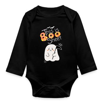 This Is Boo Sheet. Cute Angry Ghost. - Organic Longsleeve Baby Bodysuit - black - Front