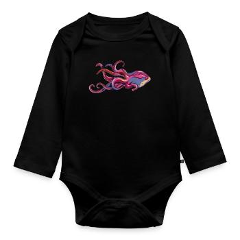 Octopus 8 pauvres tentacules fan de calmar amoureux - Body Bébé bio manches longues - noir - Devant