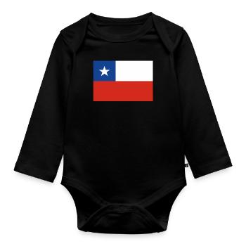 Drapeau officiel du Chili Fierté du pays chilien - Body Bébé bio manches longues - noir - Devant