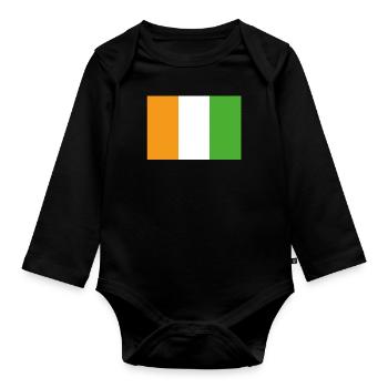 Drapeau officiel de la Côte d’Ivoire Pays de côte d’Ivoire - Body Bébé bio manches longues - noir - Devant