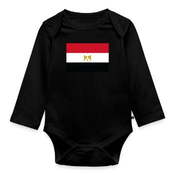 Drapeau officiel de l’Égypte Fierté du pays égyptien - Body Bébé bio manches longues - noir - Devant