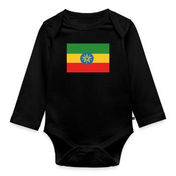 Official Ethiopia Flag Ethiopian Country Pride - Organic Longsleeve Baby Bodysuit - black - Front