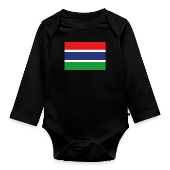 Official Gambia Flag Gambian Georgian Country - Organic Longsleeve Baby Bodysuit - black - Front