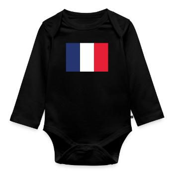 Drapeau officiel de la Guadeloupe Guadeloupean Gwadloup - Body Bébé bio manches longues - noir - Devant
