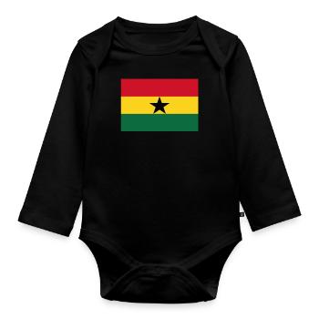 Drapeau officiel du Ghana Ghanaian Country Pride - Body Bébé bio manches longues - noir - Devant