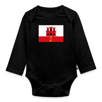 Drapeau officiel gibraltar Gibraltarian Country Pride - Body Bébé bio manches longues - noir - Devant