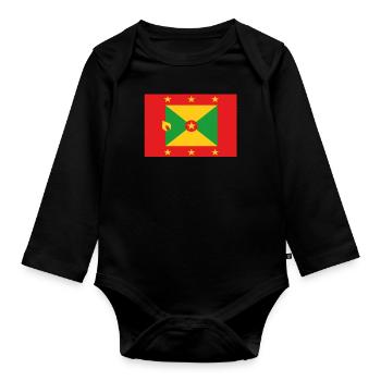 Official Grenada Flag Grenadian Country Pride - Organic Longsleeve Baby Bodysuit - black - Front