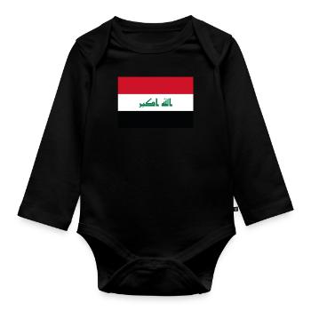 Offizielle Irak-Flagge Irakischer Länderstolz - Baby Bio-Langarm-Body - Schwarz - Vorne