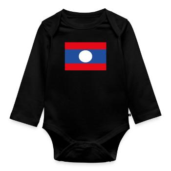 Drapeau officiel du Laos Fierté du pays laotien - Body Bébé bio manches longues - noir - Devant