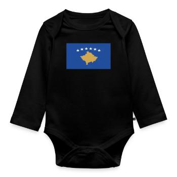 Offizielle Kosovo Flagge Kosovar Country Pride - Baby Bio-Langarm-Body - Schwarz - Vorne