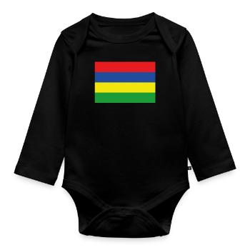 Official Mauritius Flag Mauritian Country Pride - Organic Longsleeve Baby Bodysuit - black - Front