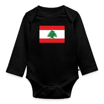 Drapeau officiel du Liban Fierté du pays libanais - Body Bébé bio manches longues - noir - Devant