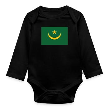 Drapeau officiel de la Mauritanie Mauritanie Country Pride - Body Bébé bio manches longues - noir - Devant